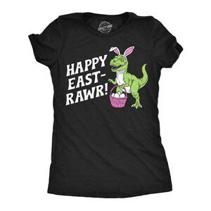 Womens Funny T Shirts Happy East Rawr Sarcastic Dino Easter Tee For Ladies